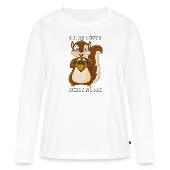 EICHHÖRNCHEN DEINE NÜSSE MEINE NÜSSE - Frauen Premium Bio Langarmshirt - Weiß - Vorne - Julia (174cm)