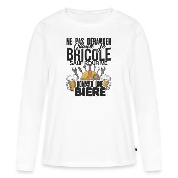 Ne pas déranger quand je bricole - T-shirt manches longues Premium bio Femme - blanc - Devant - Julia (174cm)