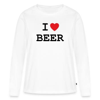J’adore la bière - T-shirt manches longues Premium bio Femme - blanc - Devant - Julia (174cm)