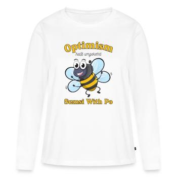 Abeille Motivation Optimisme - T-shirt manches longues Premium bio Femme - blanc - Devant - Julia (174cm)