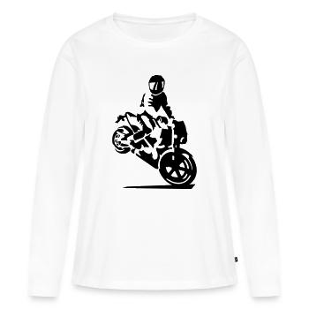 Moto cascade - T-shirt manches longues Premium bio Femme - blanc - Devant - Julia (174cm)