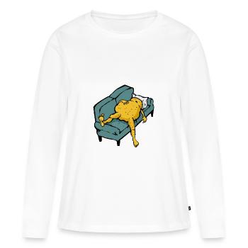 Sofa Kartoffel eingeschlafen - Frauen Premium Bio Langarmshirt - Weiß - Vorne - Julia (174cm)