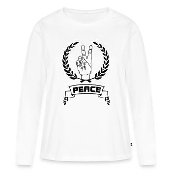 Geste de la main paix - T-shirt manches longues Premium bio Femme - blanc - Devant - Julia (174cm)