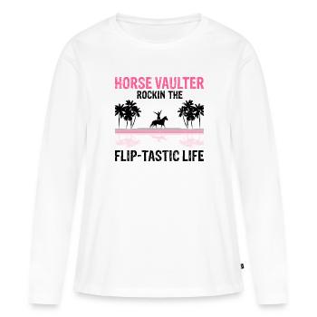 Conception de voûte et conception de chevaux de voûte - T-shirt manches longues Premium bio Femme - blanc - Devant - Julia (174cm)