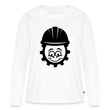 Mécanicien avec casque - T-shirt manches longues Premium bio Femme - blanc - Devant - Julia (174cm)