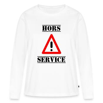 PANNEAU. DANGER. HORS SERVICE. HUMOUR. DRÔLE - T-shirt manches longues Premium bio Femme - blanc - Devant - Julia (174cm)