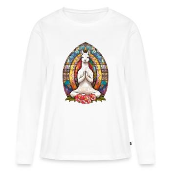 yoga, zen attitude, zen - T-shirt manches longues Premium bio Femme - blanc - Devant - Julia (174cm)