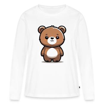 Kleiner süßer niedlicher brauner Bär, Teddybär - Frauen Premium Bio Langarmshirt - Weiß - Vorne - Julia (174cm)