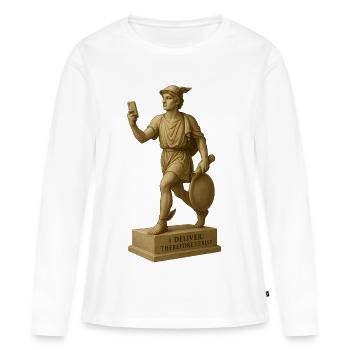 Antike Philosophenfigur mit Smartphone - Frauen Premium Bio Langarmshirt - Weiß - Vorne - Julia (174cm)