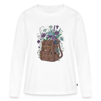 Sac insolite avec un motif floral - T-shirt manches longues Premium bio Femme - blanc - Devant - Julia (174cm)