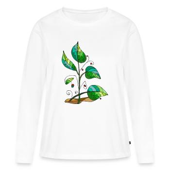 feuilles - T-shirt manches longues Premium bio Femme - blanc - Devant - Julia (174cm)