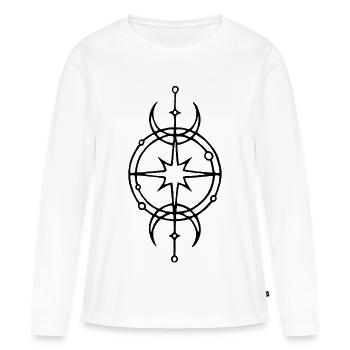Symbole noir de protection et de chance - T-shirt manches longues Premium bio Femme - blanc - Devant - Julia (174cm)