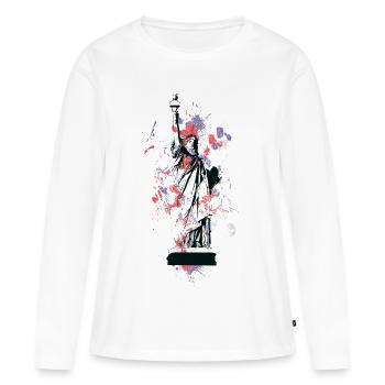 Freiheitsstatue im Farbenspritzer - Frauen Premium Bio Langarmshirt - Weiß - Vorne - Julia (174cm)
