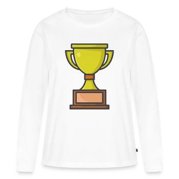 Trophée - T-shirt manches longues Premium bio Femme - blanc - Devant - Julia (174cm)