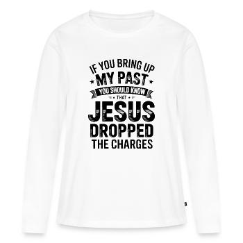 Jésus-Pape - T-shirt manches longues Premium bio Femme - blanc - Devant - Julia (174cm)