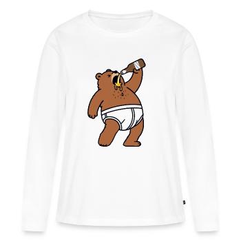 Fête Berlinoise, Ours Bière, Bière, Fête Bière, Sous-vêtements - T-shirt manches longues Premium bio Femme - blanc - Devant - Julia (174cm)