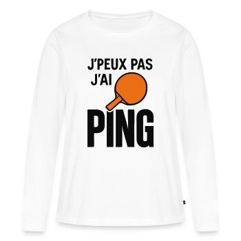 Ich kann nicht, ich ping. - Frauen Premium Bio Langarmshirt - Weiß - Vorne - Julia (174cm)