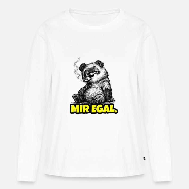 Mir egal. – Grumpy Bär (Sarkasmus Sketch) - Frauen Premium Bio Langarmshirt - Weiß