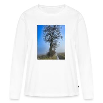 Arbre solitaire dans la brume du matin - T-shirt manches longues Premium bio Femme - blanc - Devant - Julia (174cm)