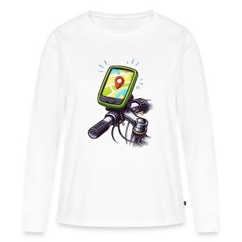 Localisateur d’itinéraire pour la navigation cyclable - T-shirt manches longues Premium bio Femme - blanc - Devant - Julia (174cm)