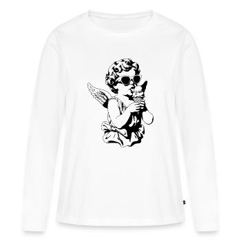 Un chérubin cool avec lunettes de soleil et glace - T-shirt manches longues Premium bio Femme - blanc - Devant - Julia (174cm)