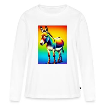 Donkey Mule - Women's Premium Organic Long Sleeve Shirt - white - Front - Julia (174cm)