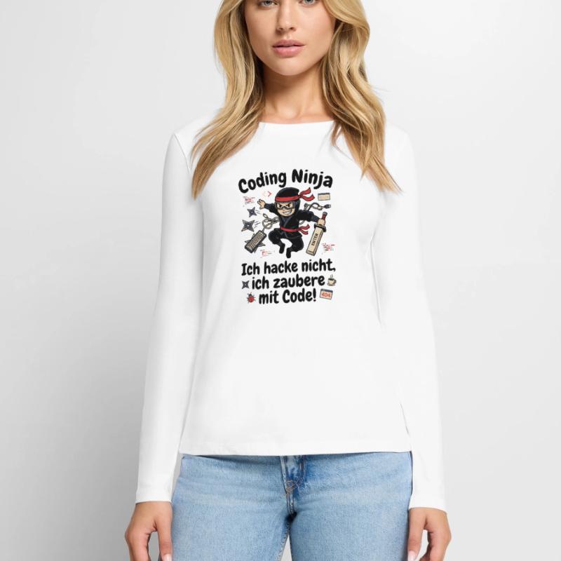 Coder Ninja Programmierer Humor Frauen Premium Bio Langarmshirt