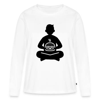Manger des hamburgers - T-shirt manches longues Premium bio Femme - blanc - Devant - Julia (174cm)