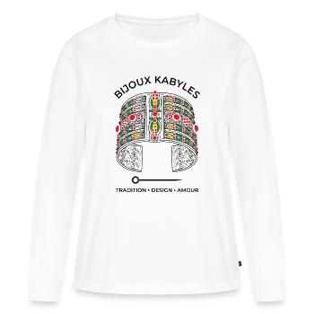 Bijoux de Kabylie - T-shirt manches longues Premium bio Femme - blanc - Devant - Julia (174cm)