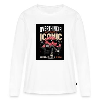 Penseur excessif - T-shirt manches longues Premium bio Femme - blanc - Devant - Julia (174cm)
