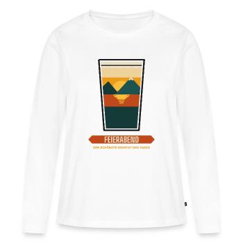 Feierabend im Glas – Sonnenuntergang - Frauen Premium Bio Langarmshirt - Weiß - Vorne - Julia (174cm)