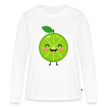 Citron vert joyeux – Illustratio de style kawaïen - T-shirt manches longues Premium bio Femme - blanc - Devant - Julia (174cm)