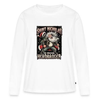 Nikolaus Headbanger - T-shirt manches longues Premium bio Femme - blanc - Devant - Julia (174cm)