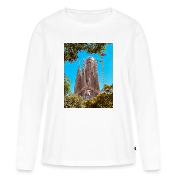 Sagrada Família : l’icône de Barcelone - T-shirt manches longues Premium bio Femme - blanc - Devant - Julia (174cm)