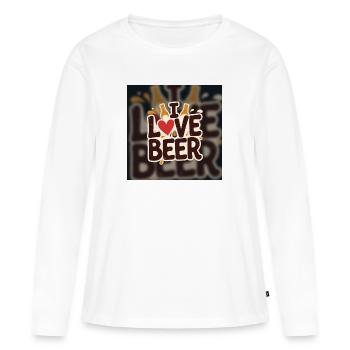 Ich liebe Bier Herz-Logo - Frauen Premium Bio Langarmshirt - Weiß - Vorne - Julia (174cm)