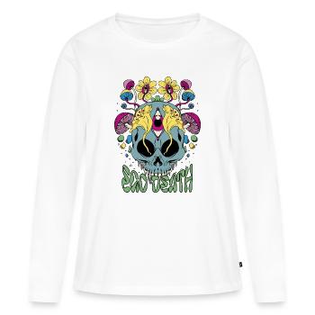 Psytrance Skull Ego Death - Rave outfit festival - Women's Premium Organic Long Sleeve Shirt - white - Front - Julia (174cm)