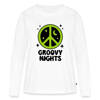 Groovy Peace Zeichen Logo - Frauen Premium Bio Langarmshirt - Weiß - Vorne - Julia (174cm)