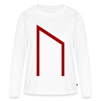Rune Uruz Rouge – Viking Futhark Norse - T-shirt manches longues Premium bio Femme - blanc - Devant - Julia (174cm)