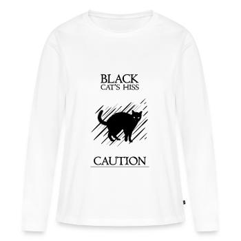 chat noir - T-shirt manches longues Premium bio Femme - blanc - Devant - Julia (174cm)