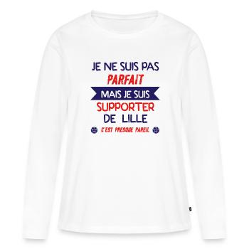 JE SUIS SUPPORTER DE LILLE - T-shirt manches longues Premium bio Femme - blanc - Devant - Julia (174cm)