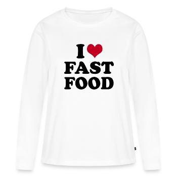 J’adore la restauration rapide - T-shirt manches longues Premium bio Femme - blanc - Devant - Julia (174cm)