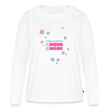 Froid à l’extérieur mais ver à l’intérieur - T-shirt manches longues Premium bio Femme - blanc - Devant - Julia (174cm)