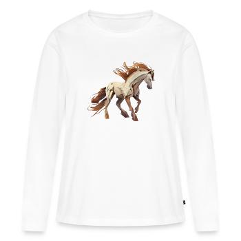 Cheval sauvage - T-shirt manches longues Premium bio Femme - blanc - Devant - Julia (174cm)
