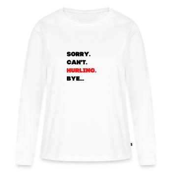 Pardon. Ne. Hurling. au revoir - T-shirt manches longues Premium bio Femme - blanc - Devant - Julia (174cm)