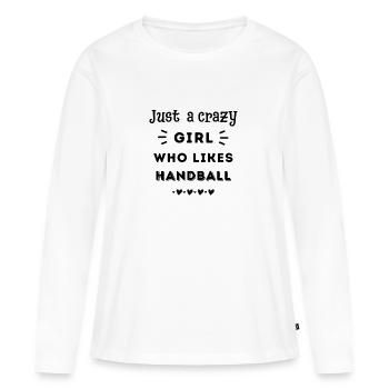 Juste une fille folle qui aime le handball - T-shirt manches longues Premium bio Femme - blanc - Devant - Julia (174cm)