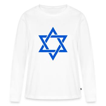 Étoile de David Israël - T-shirt manches longues Premium bio Femme - blanc - Devant - Julia (174cm)