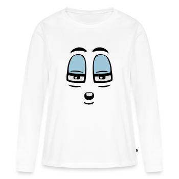 Visage comique sceptique Regard critique - T-shirt manches longues Premium bio Femme - blanc - Devant - Julia (174cm)