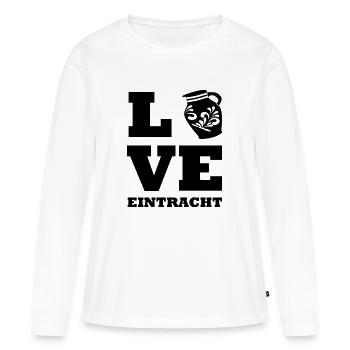 LOVE Frankfurt Eintracht - Frauen Premium Bio Langarmshirt - Weiß - Vorne - Julia (174cm)