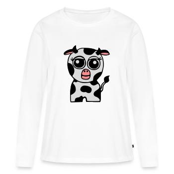 Petite vache - T-shirt manches longues Premium bio Femme - blanc - Devant - Julia (174cm)