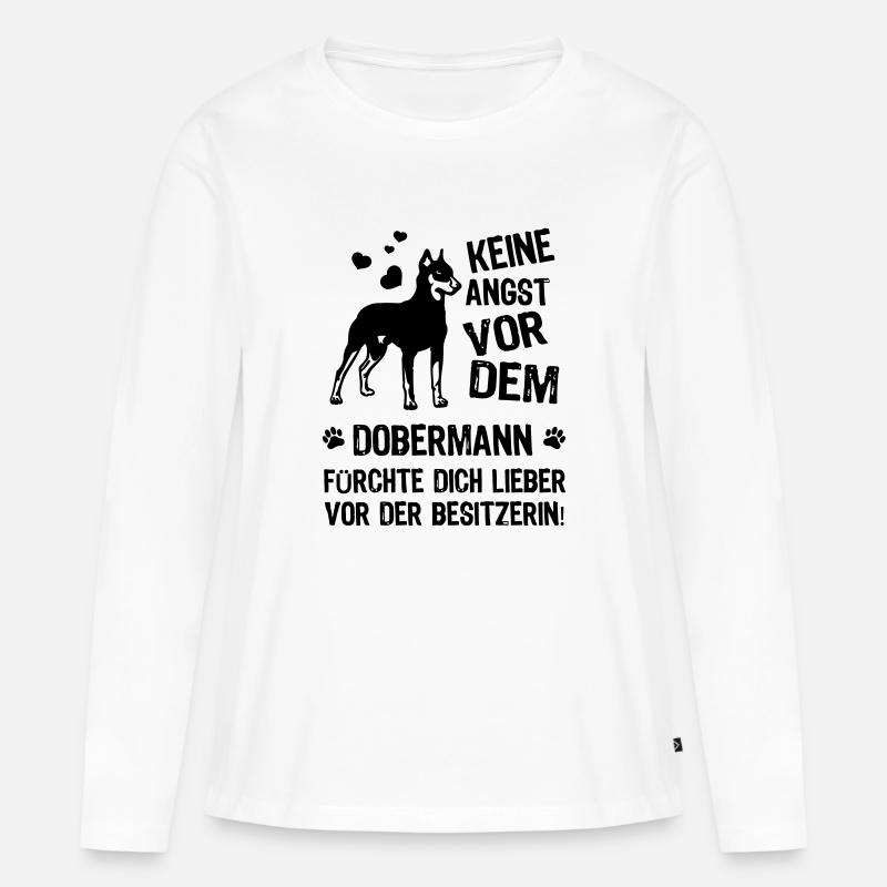 Keine Angst vor dem Dobermann - Frauen Premium Bio Langarmshirt - Weiß